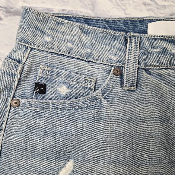 NWT KanCan Bella Denim Skirt Ripped Distressed Fray Hem Light Wash size XS - Picture 7 of 13